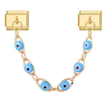 Double Maillon Yeux Bleu Clair