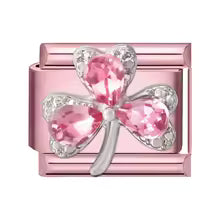 Trèfle et gemmes roses