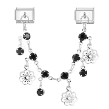 Double Maillon Fleurs Noires
