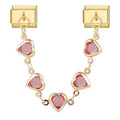 Charm Double Maillon Cœurs Roses
