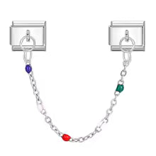 Charm Double Maillon Pierres Multicolores