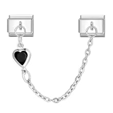 Charm Double Maillon Cœur Noir