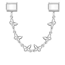 Charm Double Maillon Feuilles Argent