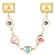 Charm Double Maillon Cœurs Multicolores