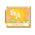 Bracelet italien charm doré signe Gémeaux