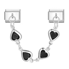 Charm Double Maillon Cœurs Noirs