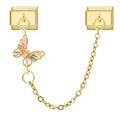 Charm Double Maillon Papillon Émail