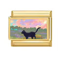Chat noir au couchant