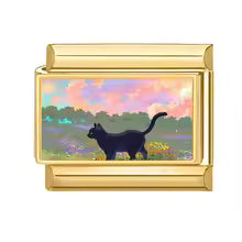 Chat noir au couchant